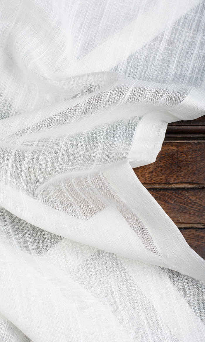 Plain Sheer Fabric By the Metre for Curtains & Drapes (White)