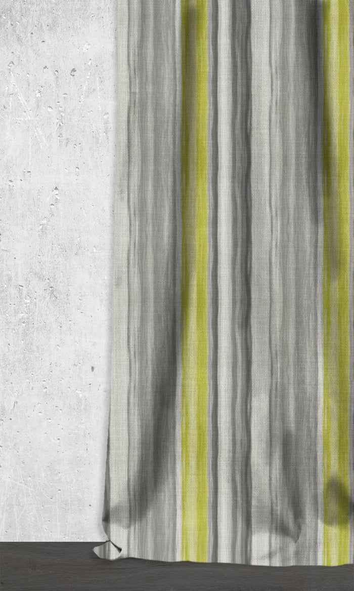Modern Striped Window Treatments Fabric By the Metre (Pear Green/ Grey)