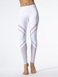 White Slim-Fit Mesh Panel Yoga Pants