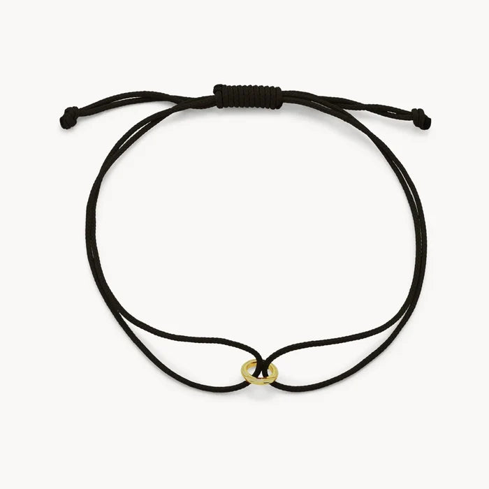 Whole and Complete Cord Bracelet in 10k yellow gold with black cord