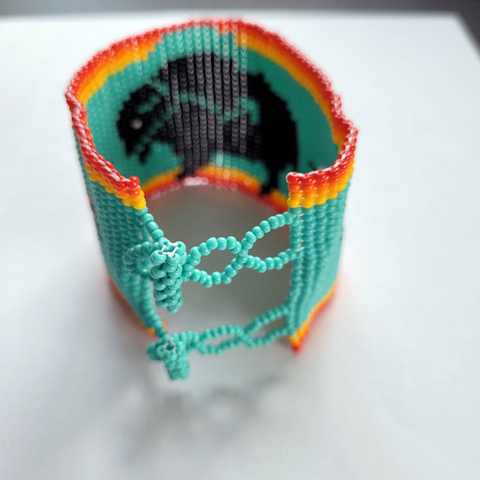 Wide Beaded Buffalo Bracelet indigenous art gift by North of Fifty First Nations & Métis Art Boutique Canada
