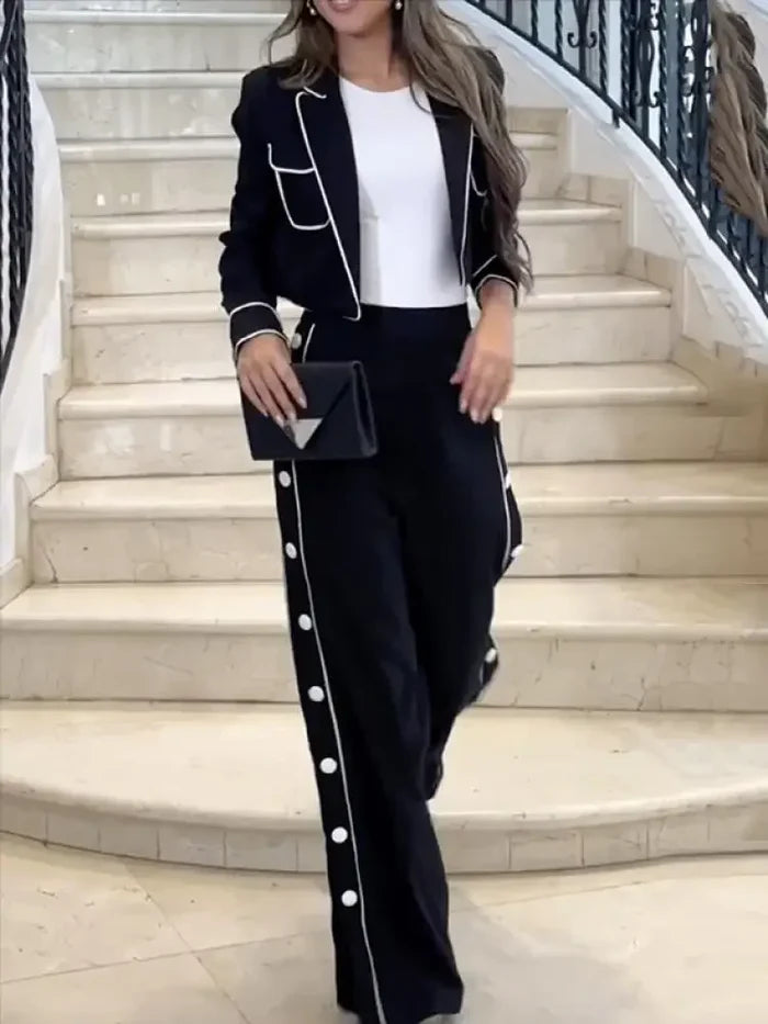 Wide-Leg Blazer & Pants 2-Piece Suit Set | Office to Street