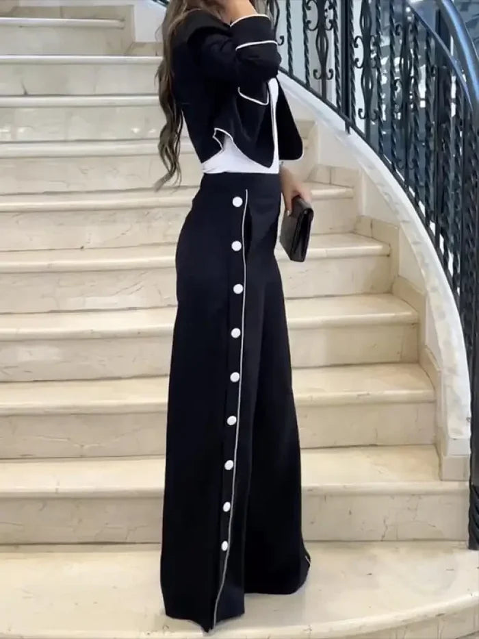 Wide-Leg Blazer & Pants 2-Piece Suit Set | Office to Street