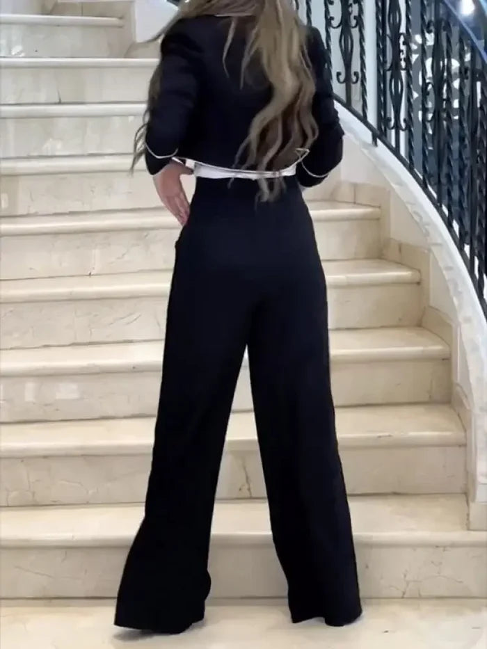 Wide-Leg Blazer & Pants 2-Piece Suit Set | Office to Street