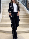 Wide-Leg Blazer & Pants 2-Piece Suit Set | Office to Street