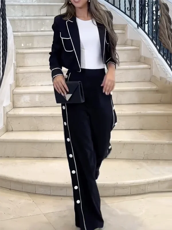 Wide-Leg Blazer & Pants 2-Piece Suit Set | Office to Street