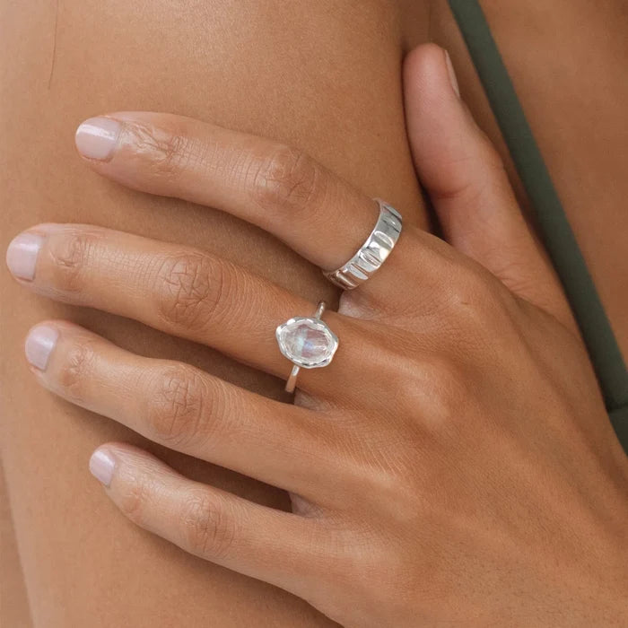 wide peaks and valleys band ring - sterling silver