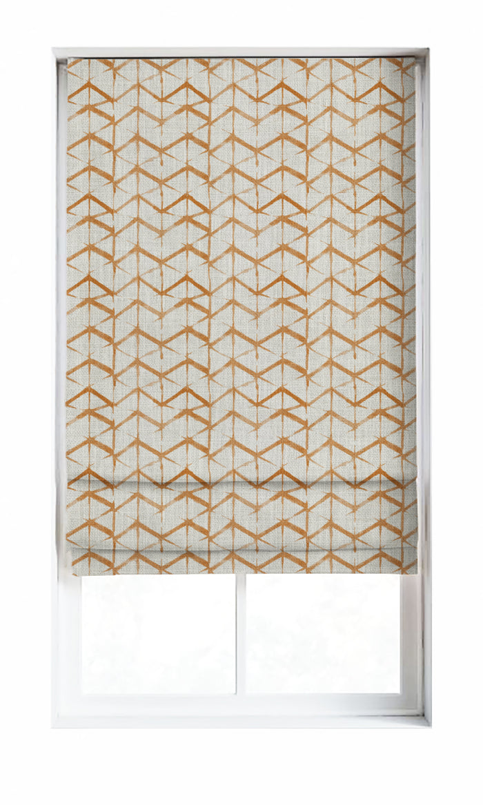 Geo Print Drapery for Living, Bedroom, Kitchen, Bathroom (White/ Orange/ Brown)