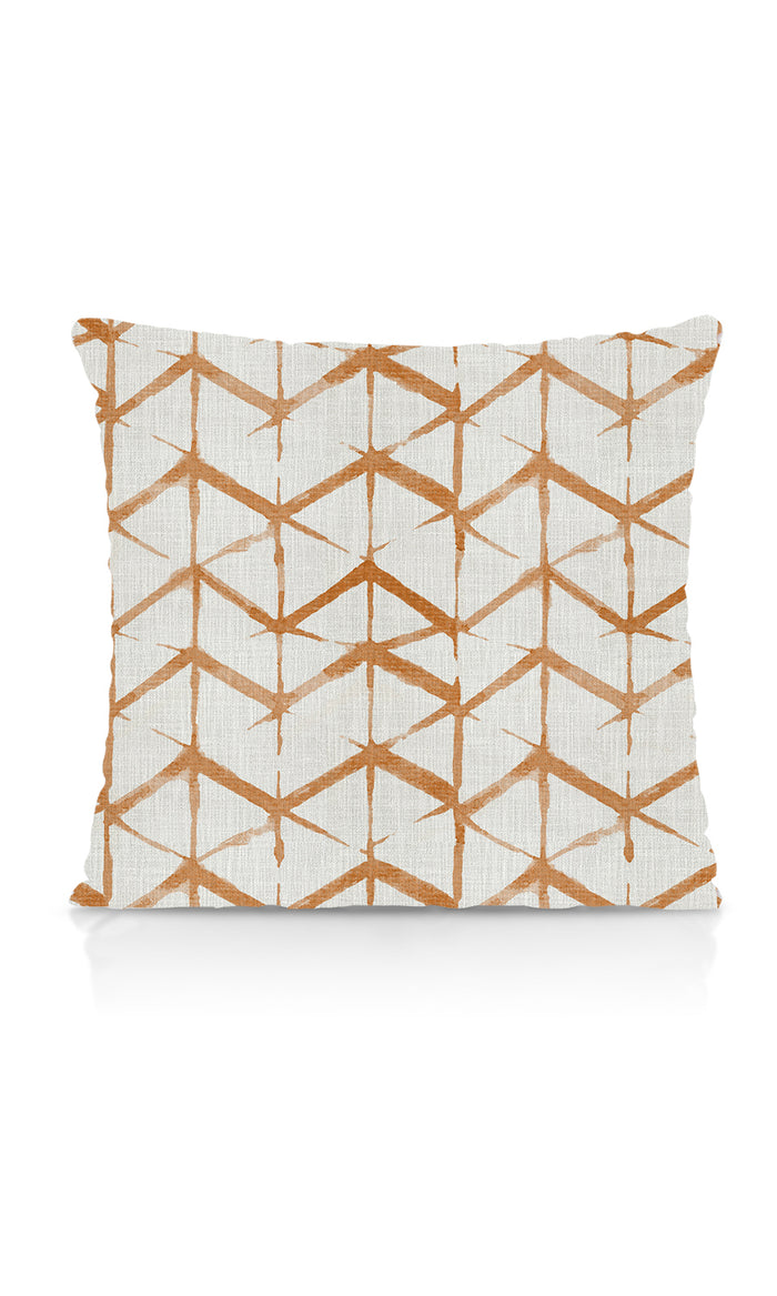 Geo Print Pinch Pleat, Rod Pocket, Eyelet Curtains (White/ Orange/ Brown)