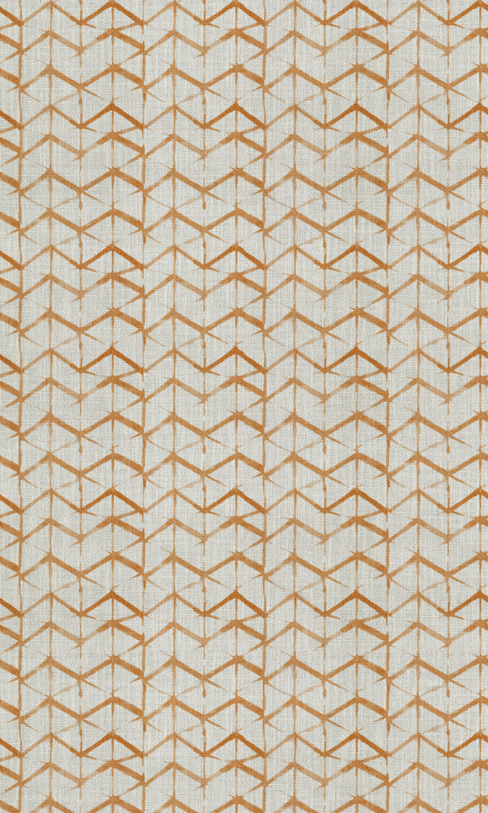 Geo Print Fabric Material By the Metre (White/ Orange/ Brown)