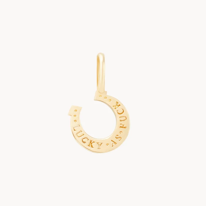Wild Luck Horseshoe Charm in 10k yellow gold with diamond, back detail view