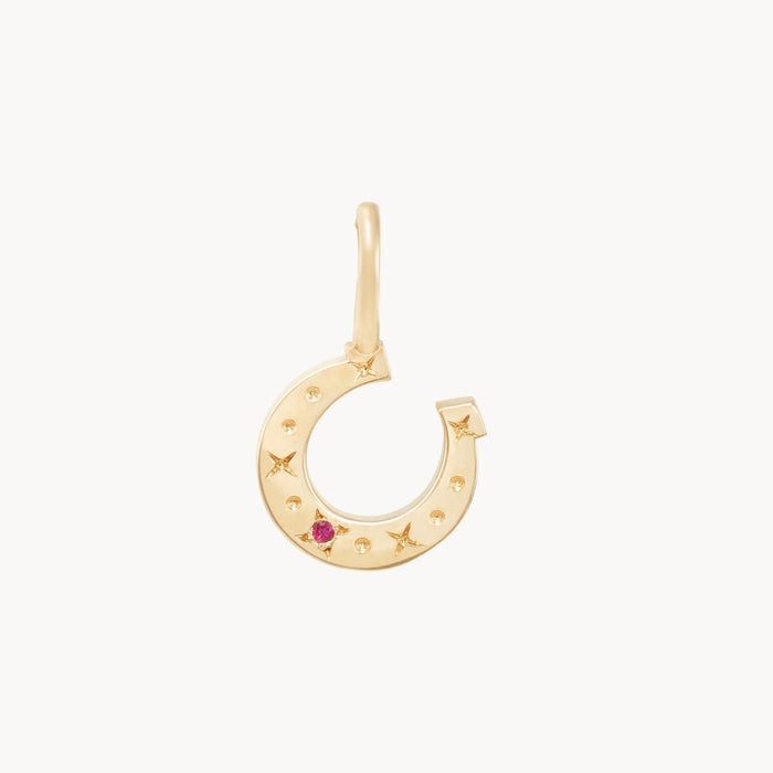 Wild Luck Horseshoe Charm in 10k yellow gold with ruby