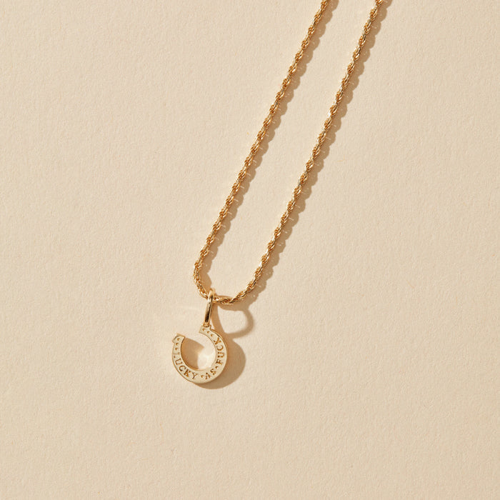 Wild Luck Horseshoe Charm in 10k yellow gold with diamond, alternate angle detail view 3