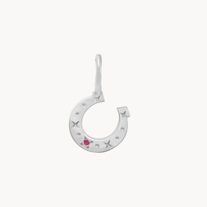 wild luck horseshoe charm - sterling silver, ruby