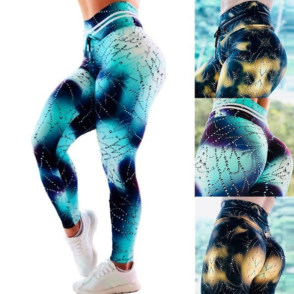 Wind Drop Print Casual Yoga Pants