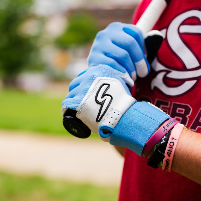 Winder Series Batting Gloves - Columbia Blue/White & Graphite