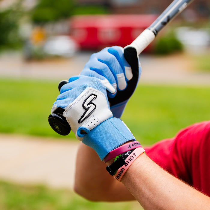 Winder Series Batting Gloves - Columbia Blue/White & Graphite