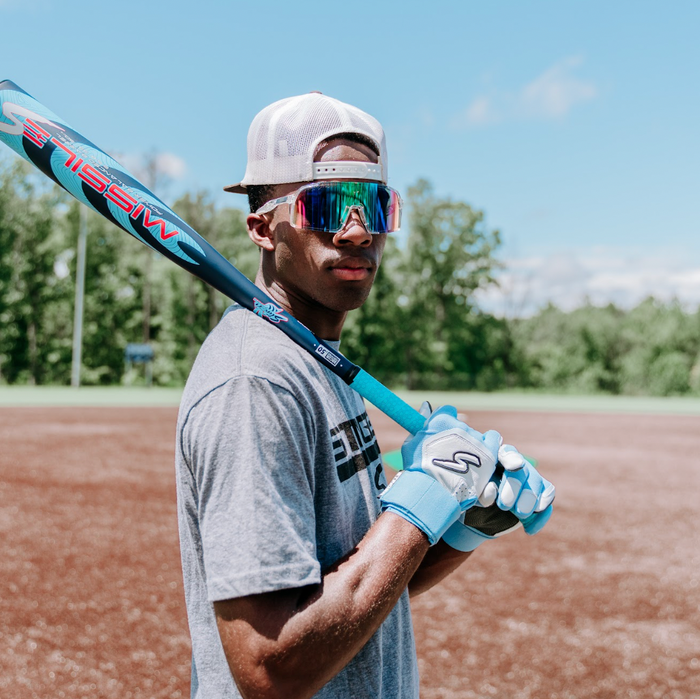 Winder Series Batting Gloves - Columbia Blue/White & Graphite