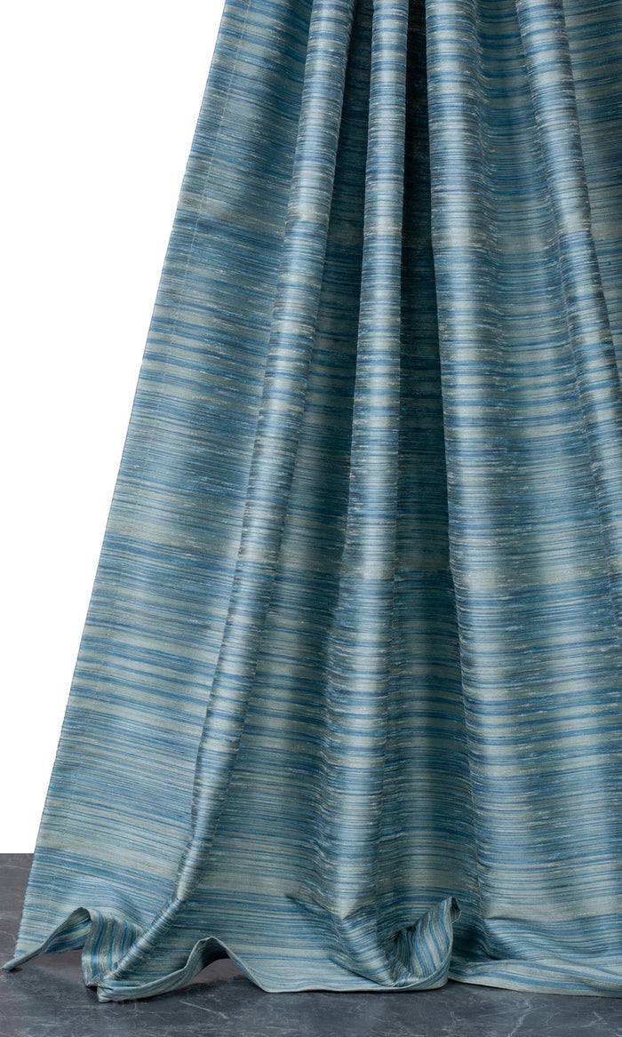 Textured Faux Silk Window Treatments Fabric By the Metre (Blue/ Grey)