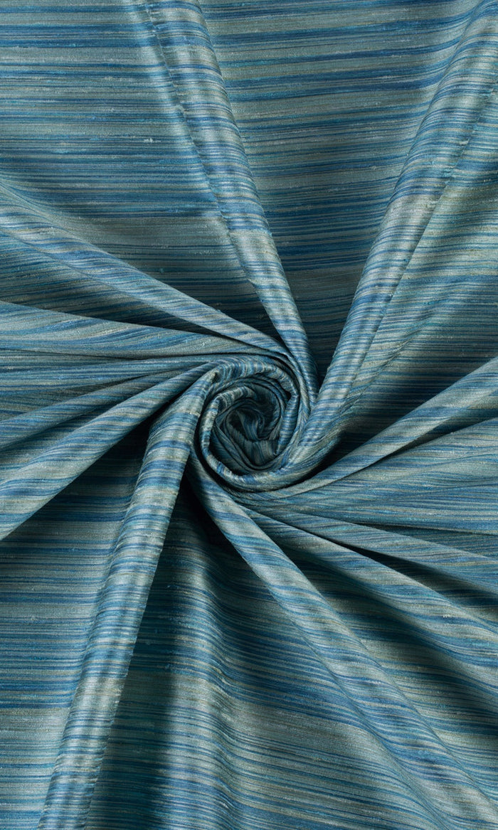 Textured Faux Silk Fabric Material By the Metre (Blue/ Grey)