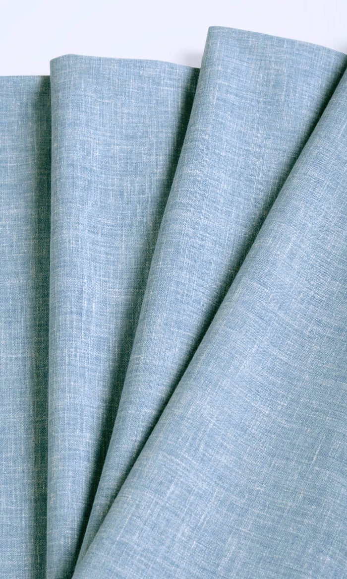 Poly-Cotton Blend Drapes (Pale Cobalt) Extra Long Short Wide