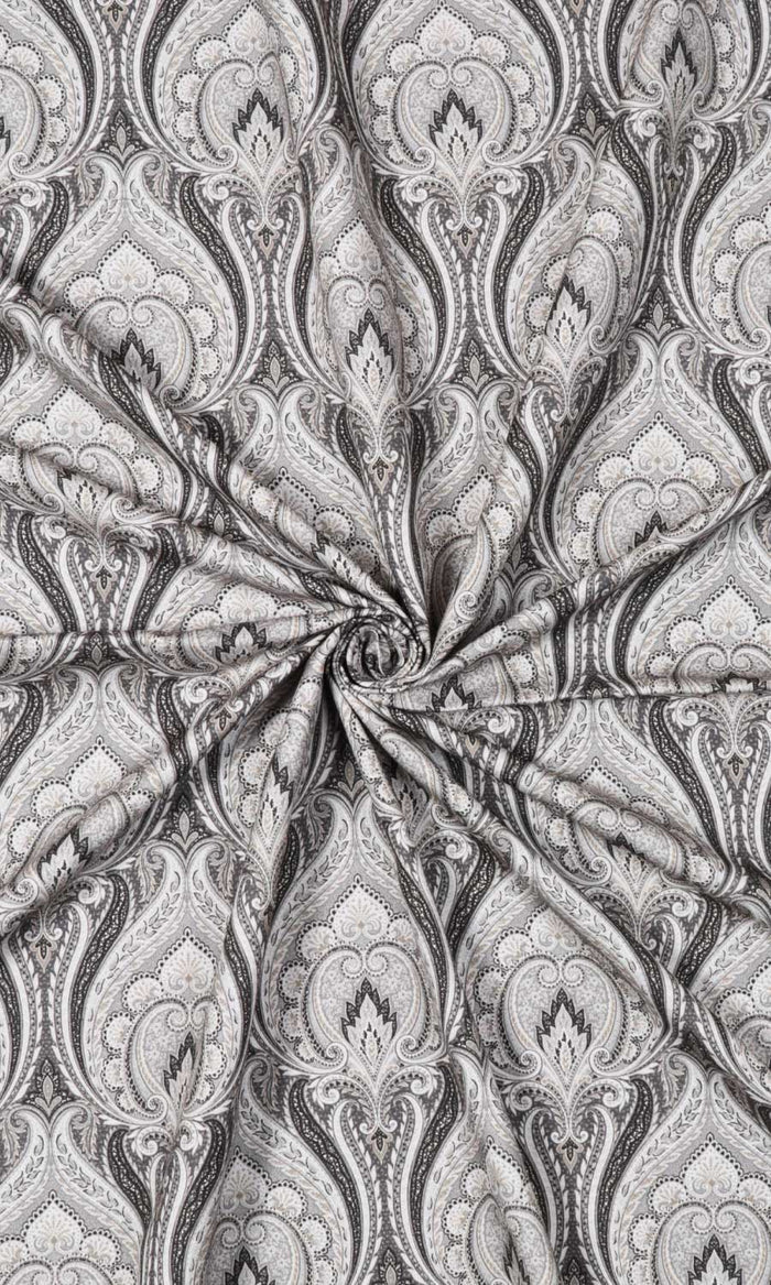 Floral Damask Window Treatments Fabric By the Metre (Grey/ Charcoal)