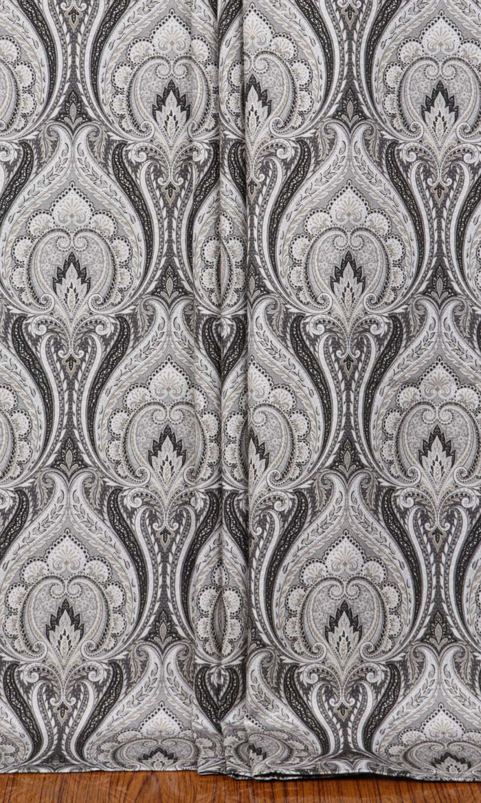 Floral Damask Home Textile Fabric Material By the Metre (Grey/ Charcoal)