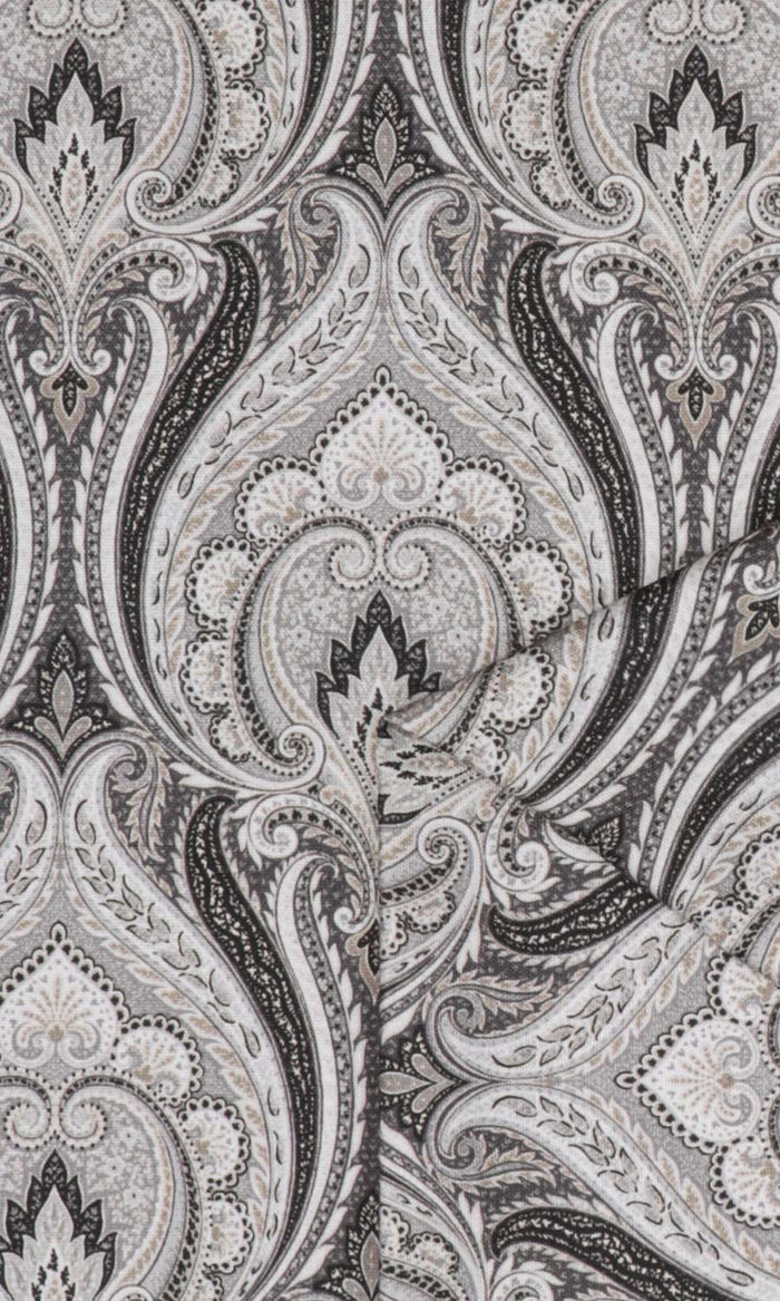 Floral Damask Fabric Material By the Metre (Grey/ Charcoal)