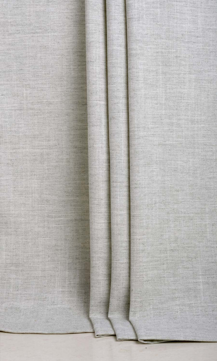 Plain Linen Textured Fabric By the Metre for Curtains & Drapes (Smoke White)