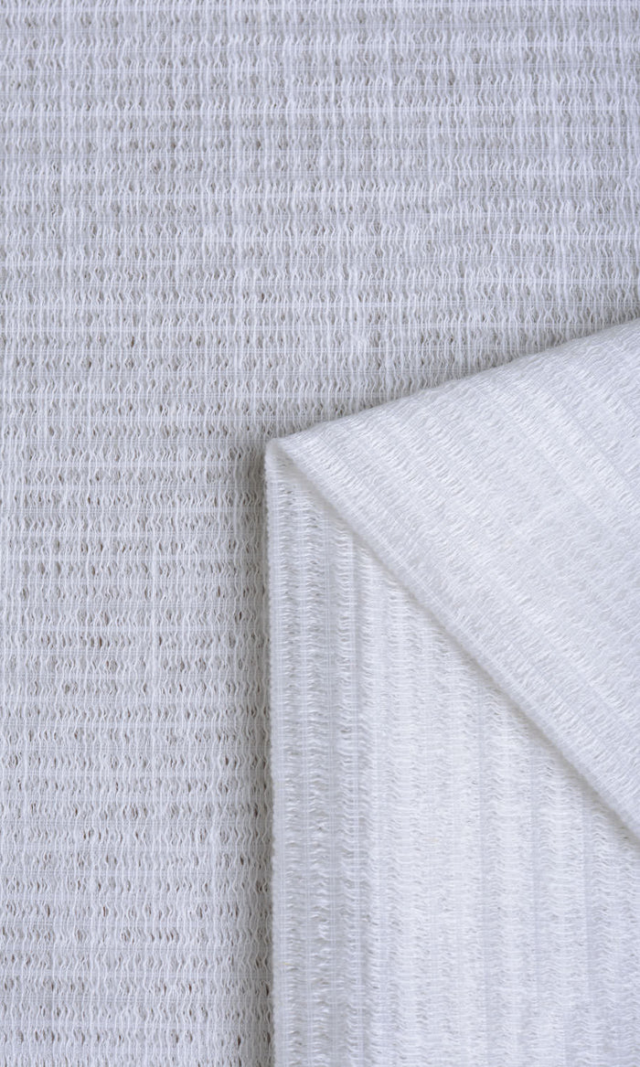Cotton Blend Check Sheer Fabric By the Metre for Curtains & Drapes (Milky White)
