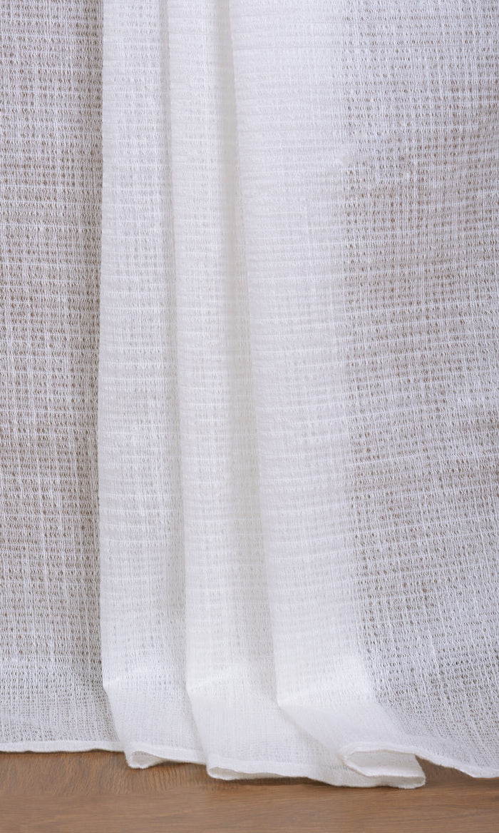 Cotton Blend Check Sheer Curtains / Drapes / Window Drapery Panels (Milky White)
