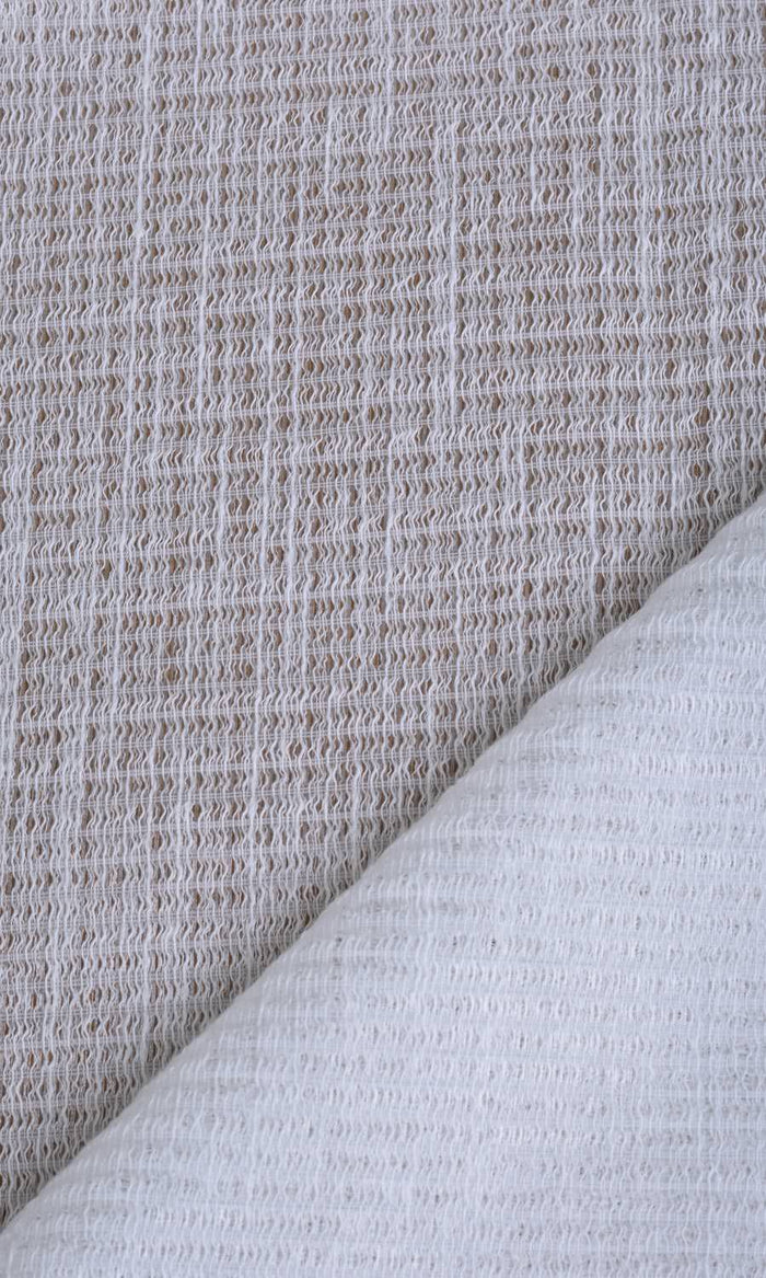 Cotton Blend Check Sheer Made-to-Measure Curtains (Milky White)