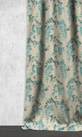 Floral Dimout Drapery (Blue/ Grey)