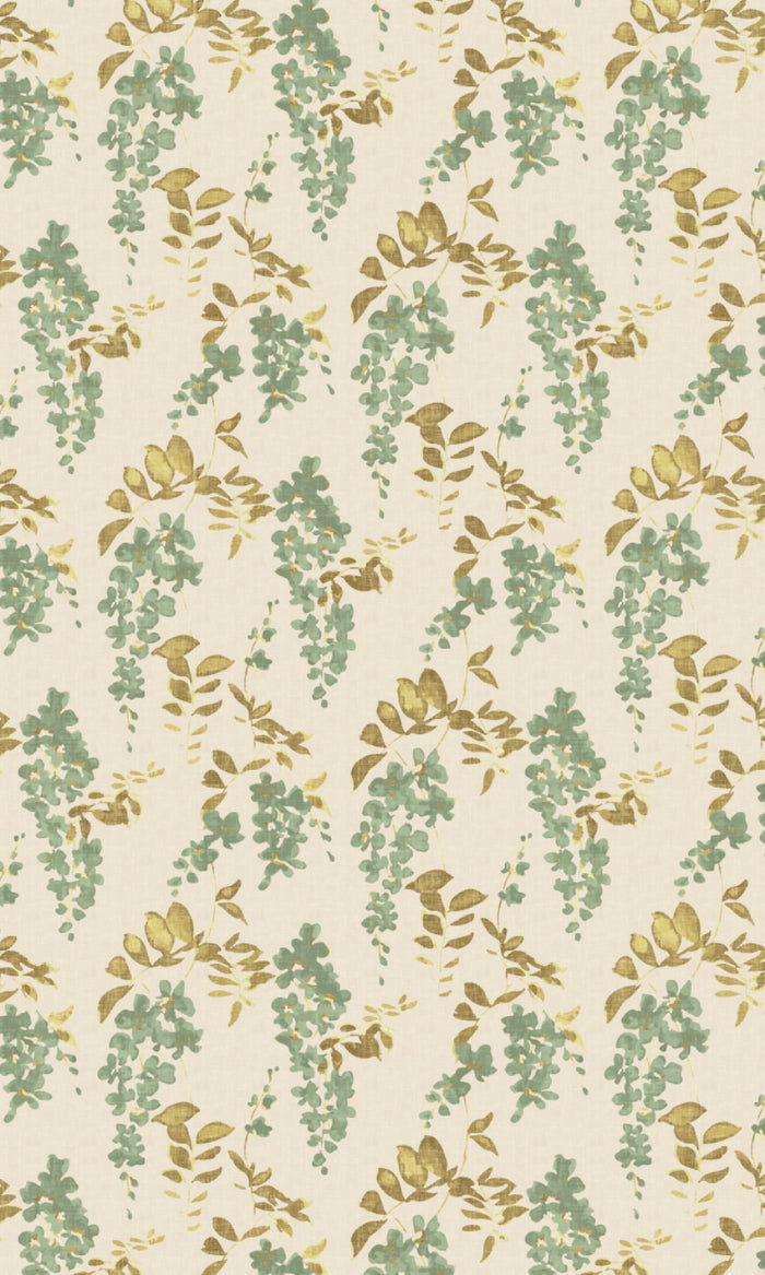 Dimout Floral Pinch Pleat, Rod Pocket, Eyelet Curtains (Green/ Grey)