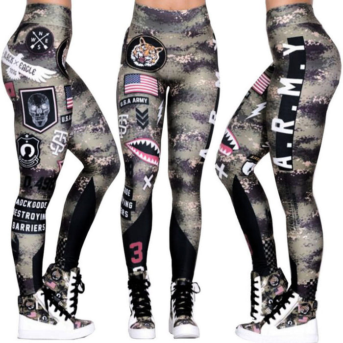 Women's Army-Style Gym Fitness Leggings