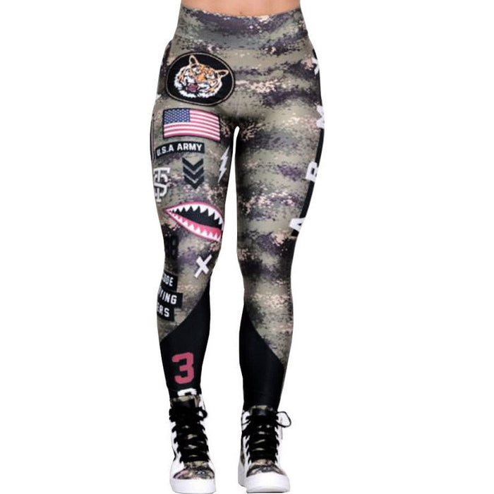 Women's Army-Style Gym Fitness Leggings
