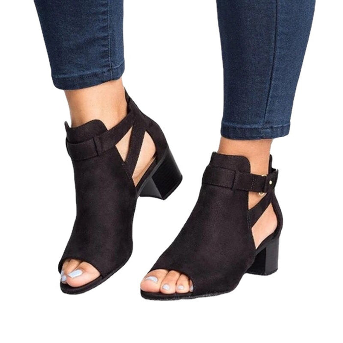 Women's Back Zipper Heeled Sandals