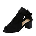 Women's Back Zipper Heeled Sandals