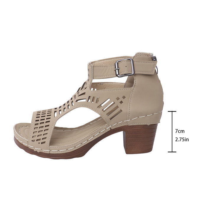 Women's Chunky Heel Peep-Toe Ankle Strap Sandal