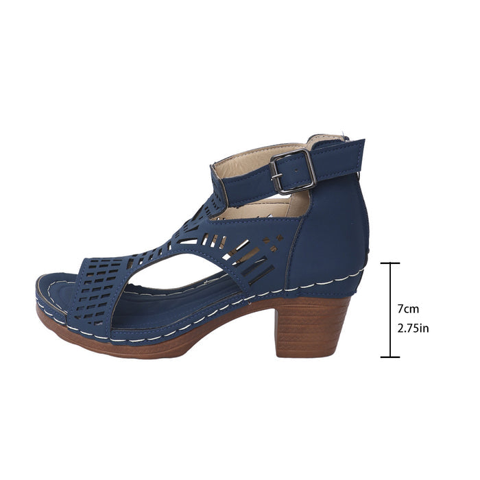 Women's Chunky Heel Peep-Toe Ankle Strap Sandal