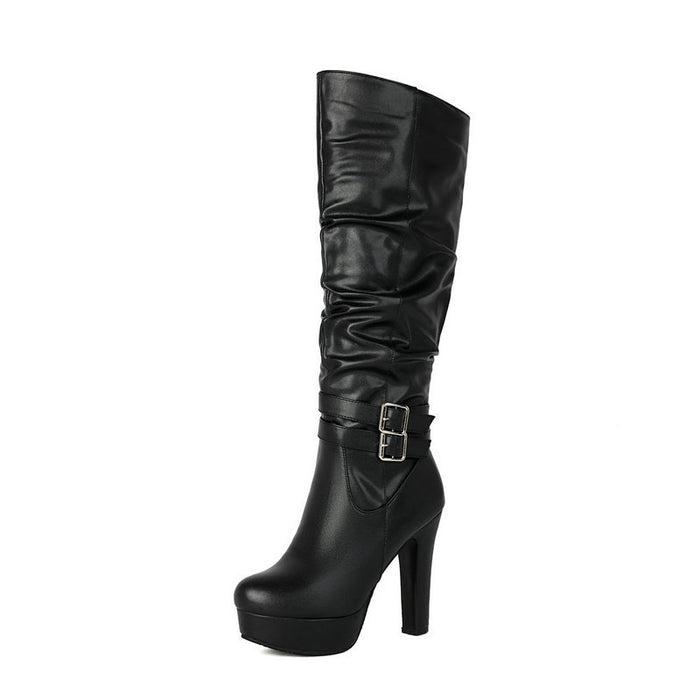 Women's Chunky-Heeled Over-the-Knee Plus-Size Boots