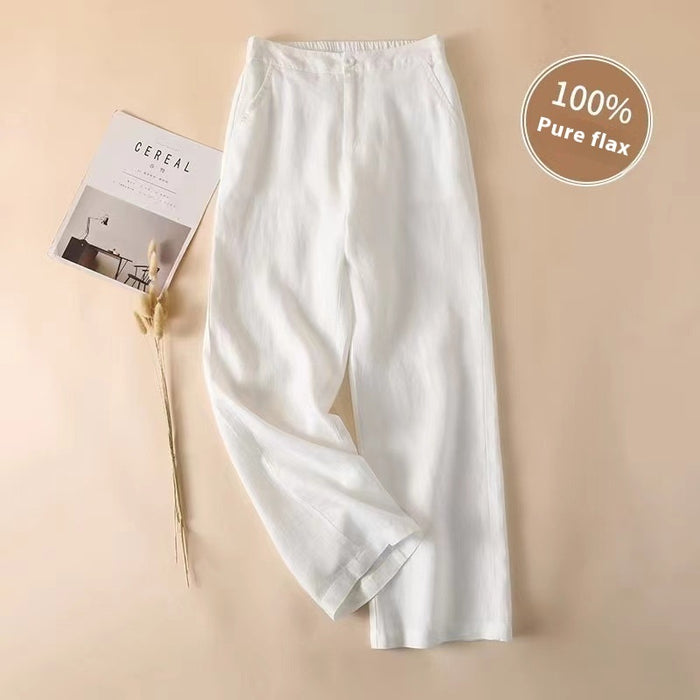 Women's Cotton-Linen Cropped Casual Pants