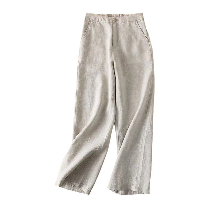 Women's Cotton-Linen Cropped Casual Pants