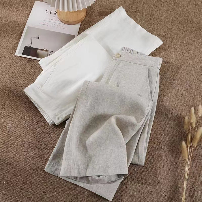 Women's Cotton-Linen Cropped Casual Pants