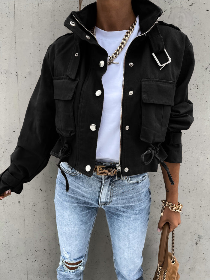 Women's Crop Motorcycle Jacket