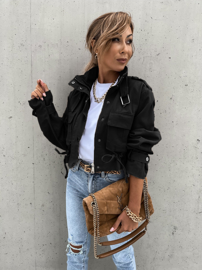 Women's Crop Motorcycle Jacket