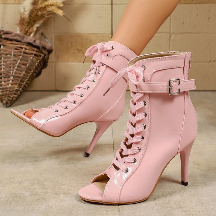 Women's Cross Strap Stiletto Heel Ankle Booties