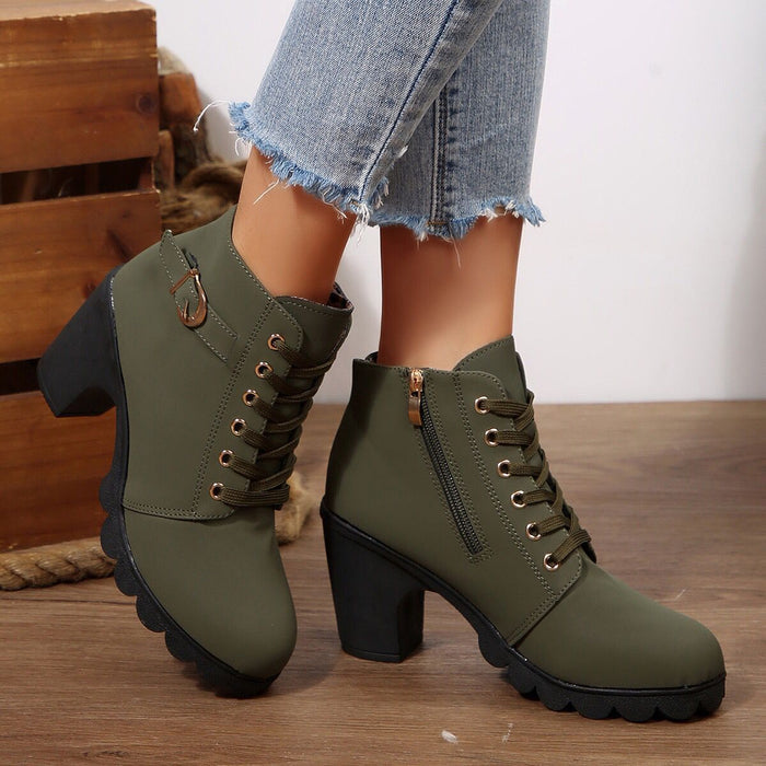 Women's Cross-Tie Chunky-Heel Ankle Boots