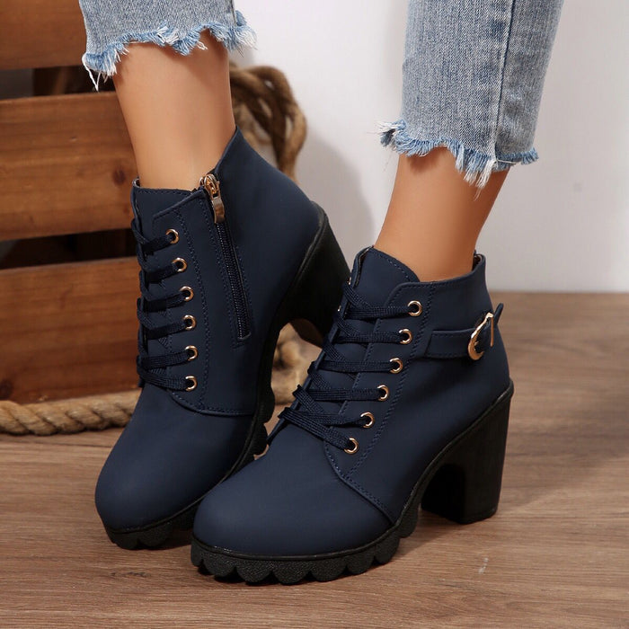Women's Cross-Tie Chunky-Heel Ankle Boots