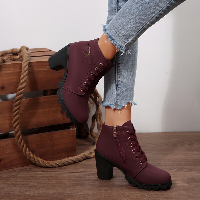 Women's Cross-Tie Chunky-Heel Ankle Boots